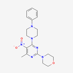 molecular formula C19H24N6O3 B3970916 4-[4-Methyl-5-nitro-6-(4-phenylpiperazin-1-yl)pyrimidin-2-yl]morpholine 