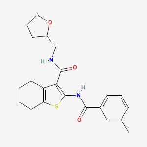 molecular formula C22H26N2O3S B3970922 2-[(3-methylbenzoyl)amino]-N-(tetrahydro-2-furanylmethyl)-4,5,6,7-tetrahydro-1-benzothiophene-3-carboxamide 