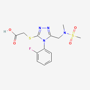 molecular formula C13H15FN4O4S2 B3970927 [(4-(2-fluorophenyl)-5-{[methyl(methylsulfonyl)amino]methyl}-4H-1,2,4-triazol-3-yl)thio]acetic acid 