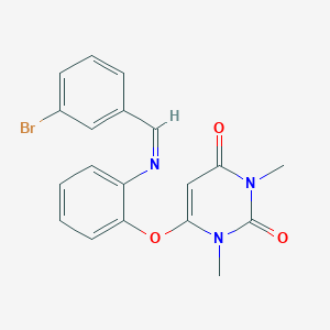 molecular formula C19H16BrN3O3 B397097 6-{2-[(3-bromobenzylidene)amino]phenoxy}-1,3-dimethyl-2,4(1H,3H)-pyrimidinedione 
