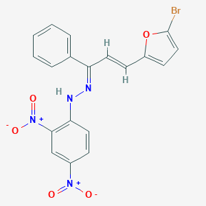 molecular formula C19H13BrN4O5 B397098 3-(5-Bromo-2-furyl)-1-phenyl-2-propen-1-one {2,4-bisnitrophenyl}hydrazone 