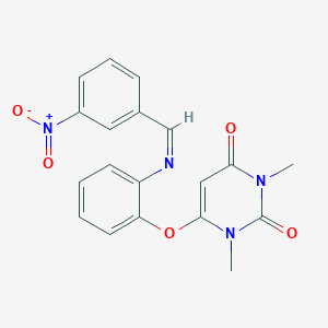 molecular formula C19H16N4O5 B397101 6-[2-({3-nitrobenzylidene}amino)phenoxy]-1,3-dimethyl-2,4(1H,3H)-pyrimidinedione 