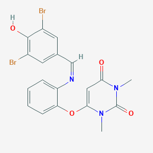 molecular formula C19H15Br2N3O4 B397103 6-{2-[(3,5-dibromo-4-hydroxybenzylidene)amino]phenoxy}-1,3-dimethyl-2,4(1H,3H)-pyrimidinedione CAS No. 488130-93-4