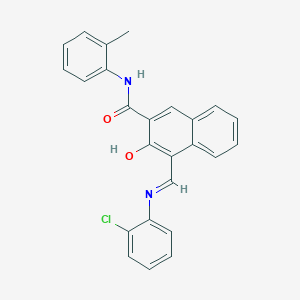 molecular formula C25H19ClN2O2 B397107 4-{[(2-chlorophenyl)imino]methyl}-3-hydroxy-N-(2-methylphenyl)-2-naphthamide 