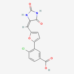 4-chloro-3-{5-[(2,5-dioxo-4-imidazolidinylidene)methyl]-2-furyl}benzoic acid