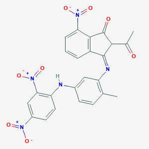 molecular formula C24H17N5O8 B397109 2-Acetyl-3-[(5-{2,4-bisnitroanilino}-2-methylphenyl)imino]-7-nitro-1-indanone 