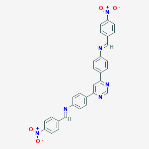 molecular formula C30H20N6O4 B397110 4,6-Bis[4-({4-nitrobenzylidene}amino)phenyl]pyrimidine 