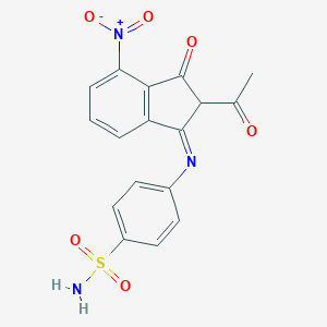 molecular formula C17H13N3O6S B397113 4-({2-acetyl-4-nitro-3-oxo-2,3-dihydro-1H-inden-1-ylidene}amino)benzenesulfonamide 