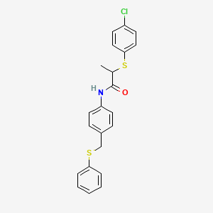 2-[(4-chlorophenyl)thio]-N-{4-[(phenylthio)methyl]phenyl}propanamide