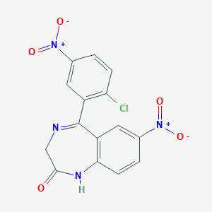 molecular formula C15H9ClN4O5 B397116 5-{2-chloro-5-nitrophenyl}-7-nitro-1,3-dihydro-2H-1,4-benzodiazepin-2-one 