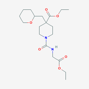 ethyl 1-{[(2-ethoxy-2-oxoethyl)amino]carbonyl}-4-(tetrahydro-2H-pyran-2-ylmethyl)-4-piperidinecarboxylate