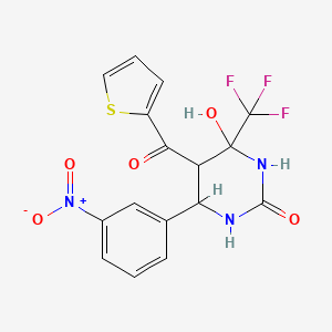 molecular formula C16H12F3N3O5S B3971267 4-hydroxy-6-(3-nitrophenyl)-5-(2-thienylcarbonyl)-4-(trifluoromethyl)tetrahydro-2(1H)-pyrimidinone 