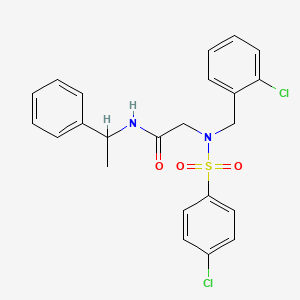 molecular formula C23H22Cl2N2O3S B3971270 N~2~-(2-chlorobenzyl)-N~2~-[(4-chlorophenyl)sulfonyl]-N~1~-(1-phenylethyl)glycinamide 