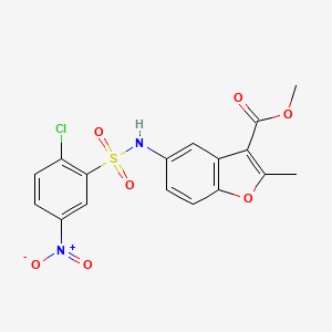 molecular formula C17H13ClN2O7S B3971294 methyl 5-{[(2-chloro-5-nitrophenyl)sulfonyl]amino}-2-methyl-1-benzofuran-3-carboxylate 