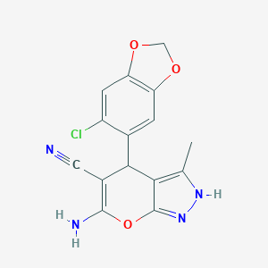 6-Amino-4-(6-chloro-1,3-benzodioxol-5-yl)-3-methyl-1,4-dihydropyrano[2,3-c]pyrazole-5-carbonitrile