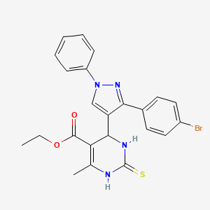 molecular formula C23H21BrN4O2S B3971343 ethyl 4-[3-(4-bromophenyl)-1-phenyl-1H-pyrazol-4-yl]-6-methyl-2-thioxo-1,2,3,4-tetrahydro-5-pyrimidinecarboxylate 