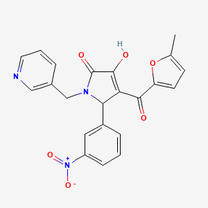 molecular formula C22H17N3O6 B3971352 3-hydroxy-4-(5-methyl-2-furoyl)-5-(3-nitrophenyl)-1-(3-pyridinylmethyl)-1,5-dihydro-2H-pyrrol-2-one CAS No. 432015-22-0