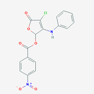 molecular formula C17H11ClN2O6 B397137 3-Anilino-4-chloro-5-oxo-2,5-dihydro-2-furanyl 4-nitrobenzoate 