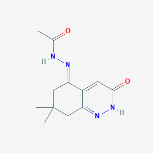 molecular formula C12H16N4O2 B397141 Cinnolin-3(2H)-one, 5,6,7,8-tetrahydro-5-acetylhydrazono-7,7-dimethyl- 