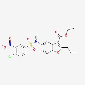 molecular formula C20H19ClN2O7S B3971436 ethyl 5-{[(4-chloro-3-nitrophenyl)sulfonyl]amino}-2-propyl-1-benzofuran-3-carboxylate 