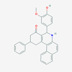 molecular formula C30H25NO3 B397145 5-(4-hydroxy-3-methoxyphenyl)-2-phenyl-2,3,5,6-tetrahydrobenzo[a]phenanthridin-4(1H)-one 