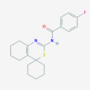 molecular formula C20H23FN2OS B397146 4-fluoro-N-[1,4,5,6,7,8-hexahydrospiro(2H-3,1-benzothiazine-4,1'-cyclohexane)-2-ylidene]benzamide 