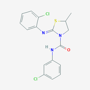 molecular formula C17H15Cl2N3OS B397147 N-(3-chlorophenyl)-2-[(2-chlorophenyl)imino]-5-methyl-1,3-thiazolidine-3-carboxamide 