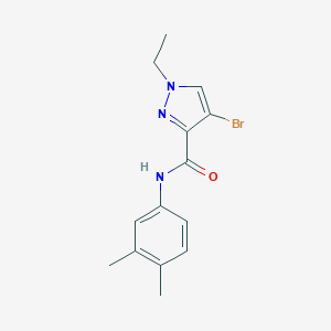 molecular formula C14H16BrN3O B397149 4-bromo-N-(3,4-dimethylphenyl)-1-ethyl-1H-pyrazole-3-carboxamide 