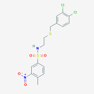 molecular formula C16H16Cl2N2O4S2 B3971516 N-{2-[(3,4-dichlorobenzyl)thio]ethyl}-4-methyl-3-nitrobenzenesulfonamide 