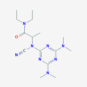 molecular formula C15H26N8O B397152 2-[[4,6-bis(dimethylamino)-1,3,5-triazin-2-yl](cyano)amino]-N,N-diethylpropanamide 