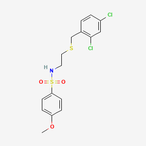 molecular formula C16H17Cl2NO3S2 B3971551 N-{2-[(2,4-dichlorobenzyl)thio]ethyl}-4-methoxybenzenesulfonamide 