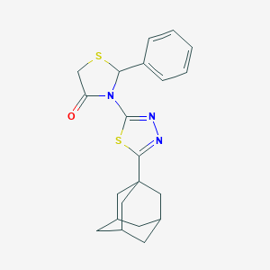 molecular formula C21H23N3OS2 B397156 3-[5-(1-Adamantyl)-1,3,4-thiadiazol-2-yl]-2-phenyl-1,3-thiazolidin-4-one 