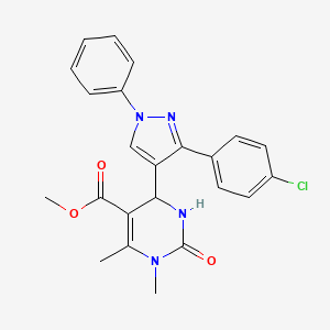 molecular formula C23H21ClN4O3 B3971612 methyl 4-[3-(4-chlorophenyl)-1-phenyl-1H-pyrazol-4-yl]-1,6-dimethyl-2-oxo-1,2,3,4-tetrahydro-5-pyrimidinecarboxylate 