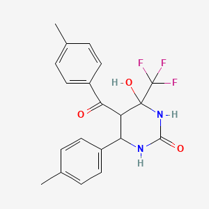 molecular formula C20H19F3N2O3 B3971631 4-hydroxy-5-(4-methylbenzoyl)-6-(4-methylphenyl)-4-(trifluoromethyl)tetrahydro-2(1H)-pyrimidinone 