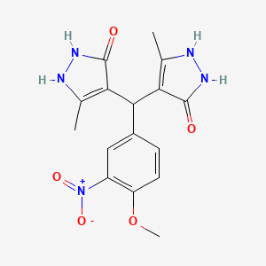 molecular formula C16H17N5O5 B3971698 4,4'-[(4-methoxy-3-nitrophenyl)methylene]bis(3-methyl-1H-pyrazol-5-ol) 