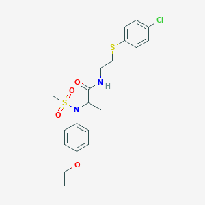 molecular formula C20H25ClN2O4S2 B3971706 N~1~-{2-[(4-chlorophenyl)thio]ethyl}-N~2~-(4-ethoxyphenyl)-N~2~-(methylsulfonyl)alaninamide 