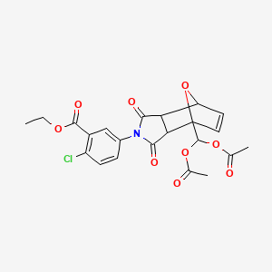 ethyl 5-{1-[bis(acetyloxy)methyl]-3,5-dioxo-10-oxa-4-azatricyclo[5.2.1.0~2,6~]dec-8-en-4-yl}-2-chlorobenzoate