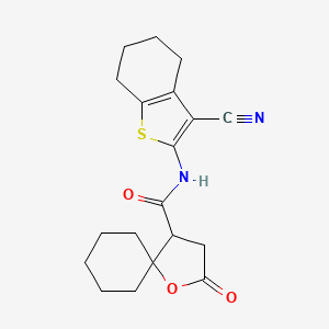 molecular formula C19H22N2O3S B3971769 N-(3-cyano-4,5,6,7-tetrahydro-1-benzothien-2-yl)-2-oxo-1-oxaspiro[4.5]decane-4-carboxamide 