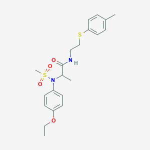 molecular formula C21H28N2O4S2 B3971785 N~2~-(4-ethoxyphenyl)-N~1~-{2-[(4-methylphenyl)thio]ethyl}-N~2~-(methylsulfonyl)alaninamide 