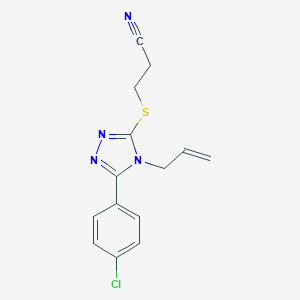 molecular formula C14H13ClN4S B397180 3-{[4-allyl-5-(4-chlorophenyl)-4H-1,2,4-triazol-3-yl]sulfanyl}propanenitrile 