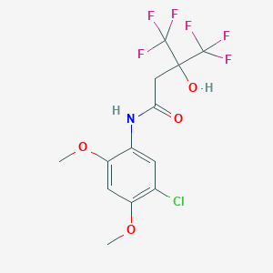 molecular formula C13H12ClF6NO4 B397183 N-(5-chloro-2,4-dimethoxyphenyl)-4,4,4-trifluoro-3-hydroxy-3-(trifluoromethyl)butanamide 