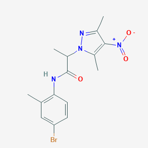 molecular formula C15H17BrN4O3 B397185 N-(4-bromo-2-methylphenyl)-2-{4-nitro-3,5-dimethyl-1H-pyrazol-1-yl}propanamide 