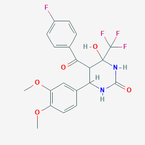 molecular formula C20H18F4N2O5 B3971881 6-(3,4-dimethoxyphenyl)-5-(4-fluorobenzoyl)-4-hydroxy-4-(trifluoromethyl)tetrahydro-2(1H)-pyrimidinone 