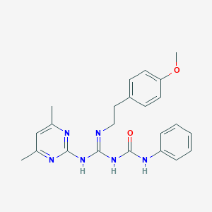 molecular formula C23H26N6O2 B397196 1-[(E)-[(4,6-dimethylpyrimidin-2-yl)amino]{[2-(4-methoxyphenyl)ethyl]amino}methylidene]-3-phenylurea 