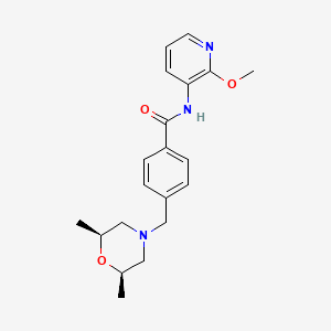 molecular formula C20H25N3O3 B3972008 4-{[(2R*,6S*)-2,6-dimethylmorpholin-4-yl]methyl}-N-(2-methoxypyridin-3-yl)benzamide 