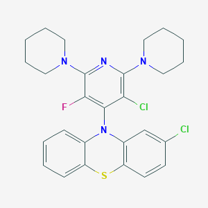 molecular formula C27H27Cl2FN4S B397203 2-chloro-10-[3-chloro-5-fluoro-2,6-di(1-piperidinyl)-4-pyridinyl]-10H-phenothiazine CAS No. 664371-87-3