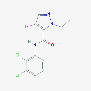 molecular formula C12H10Cl2IN3O B397206 N-(2,3-dichlorophenyl)-1-ethyl-4-iodo-1H-pyrazole-5-carboxamide 