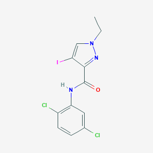 molecular formula C12H10Cl2IN3O B397208 N-(2,5-dichlorophenyl)-1-ethyl-4-iodo-1H-pyrazole-3-carboxamide 