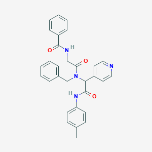 molecular formula C30H28N4O3 B397209 N-[2-[benzyl-[2-(4-methylanilino)-2-oxo-1-pyridin-4-ylethyl]amino]-2-oxoethyl]benzamide 