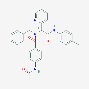 molecular formula C30H28N4O3 B397210 4-acetamido-N-benzyl-N-[2-(4-methylanilino)-2-oxo-1-pyridin-2-ylethyl]benzamide 